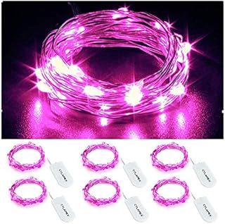 FLAIGO 6 Pack Mini Blue Fairy String Lights Battery Operated Fairy Lights Firefly Lights LED Starry on 3.3ft/1m Silvery Copper Wire for DIY Decor Christmas Decoration Costume Wedding (Multicolor)