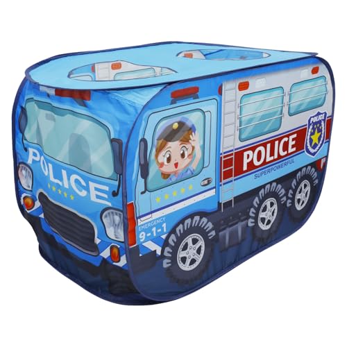 Kids Pop Up Play Tent, Polyester Children Play Tent, Folding Indoor Outdoor Toddler Playhouse Tent Car Style Boy Girl Play Tent with Storage Bag for Kids Toddlers (Police Car Herd)