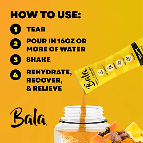 Bala Hydration Turmeric Drink Mix Packet|Sugar Free Electrolyte Powder, Muscle Recovery, Immune Support, Joint Relief|Zero Sugar, Plant-Based Enzymes, Bromelain, Papain, Curcumin(Variety 30 Pack) #TOP2