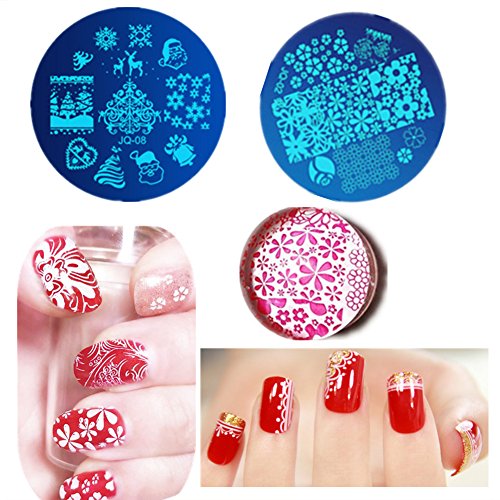 Libiuty 15Pcs Nail Stamp Plates Set 15 Plate 2Stamper 2Scraper 1Storage Bag Nails Art Stamping Plate Scraper Stamper Set Leaves Flowers Animal Nail Plate Template Image Plate #TOP3