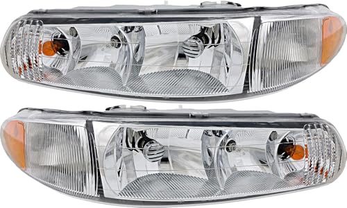Compatible with Buick Regal,Century Headlights Lamps Set 1997 1998 1999 2000 2001 2002 2003 2004 2005 Halogen Driver and Passenger Side