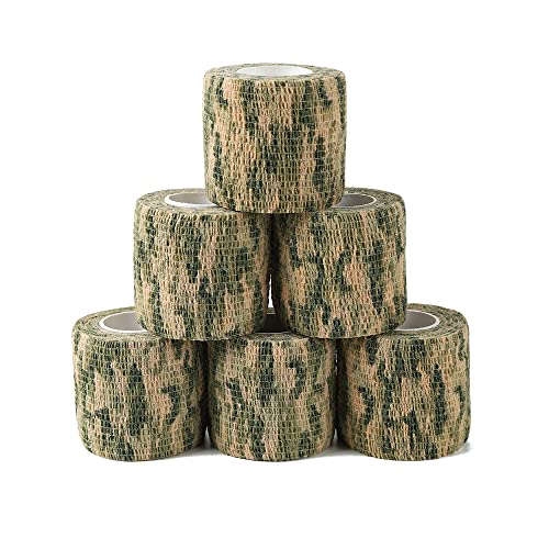 Lot de 6 rouleaux de ruban adhésif cohésif camouflage vert clair pour chasse et vélo