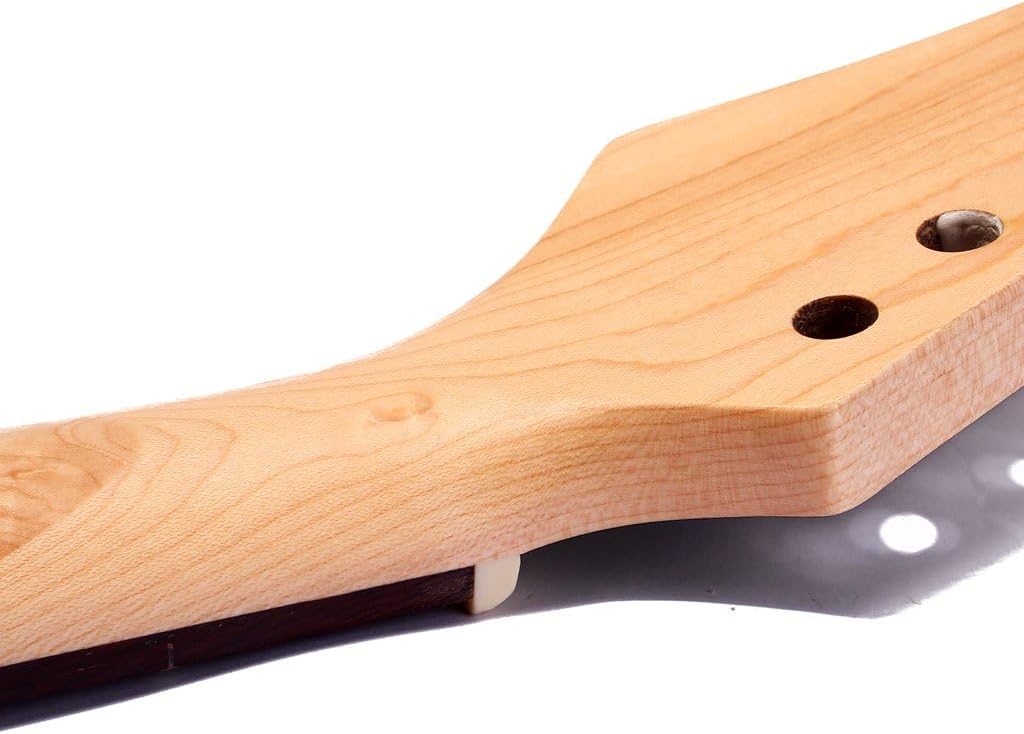 Electric Guitar Neck for Ib Style, 25.5 Inch Maple Wood with Rosewood Fingerboard, 24 Frets, Natural Wood Finish, Right-Handed Replacement Parts