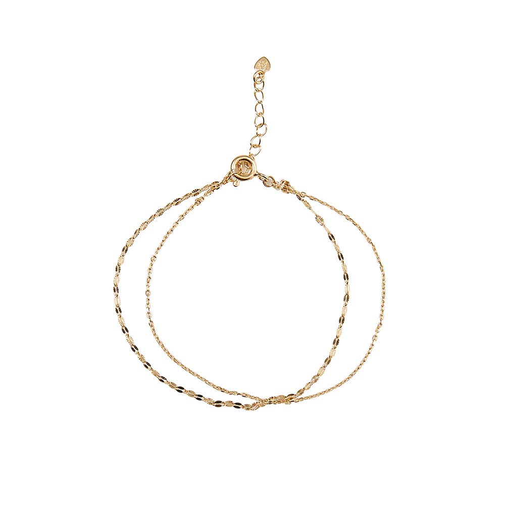 Reve 925 Sterling Silver Jewelry Cutting Dragonfly Chain Bracelet(Two line), Gold Color, for Women and Gift