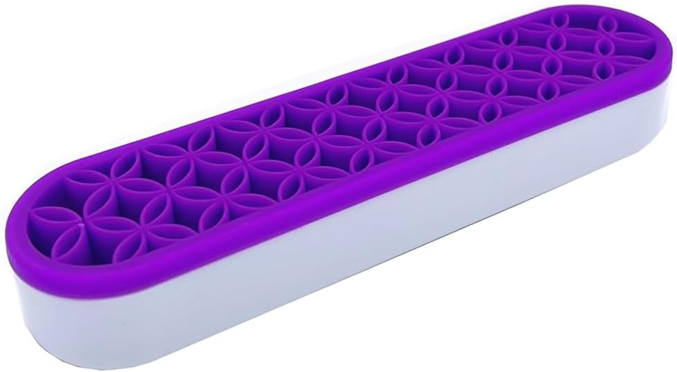1 PC Silicone Pen Holder, Multi-Purpose Cosmetic Storage Box, Desktop Organizers Silicone Make Up Brush Storage Stand Desktop Storage Box for Brush, Art Supplies (Purple)
