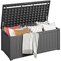 DWVO 120 Gallon Outdoor Storage Deck Box, Weather-Resistant Resin, Versatile for Patio Furnishings, Outdoor Cushions, Garden Tools, and Sports/Pool Gear (Dark Gray)