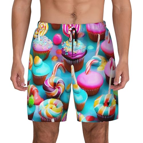 Short de bain coloré homme pour la plage avec imprimé donut et sucette tendance