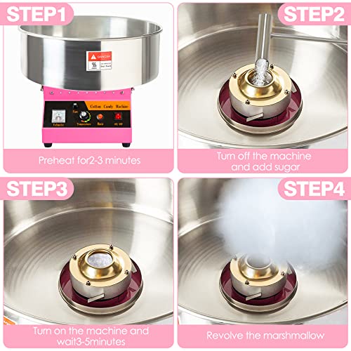 Display4Top Commercial Cotton Candy Machine, Electric Cotton Candy Makers, 1080W Candy Floss Maker With Sugar Scoop And Lights Music, Perfect For Family Party Amusement Park Carnival (Pink) #TOP2