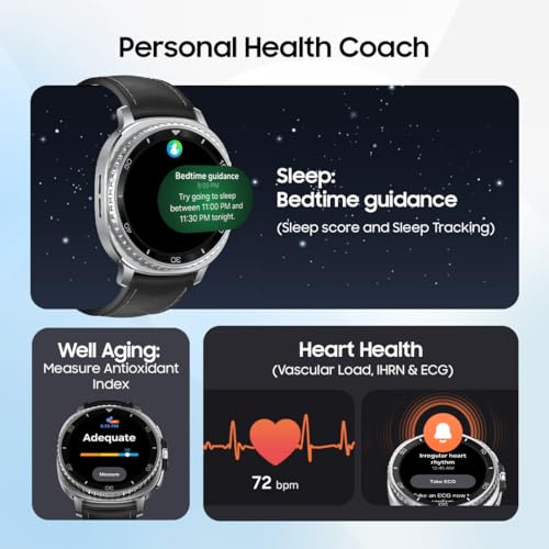 Image of Samsung Galaxy Watch8 Classic (46mm Bluetooth, Black) with 3nm Processor | Dual GPS | Sapphire Glass & Stainless Steel | 5ATM & IP68 | BP, ECG, IHRN & Vascular Load Monitoring | Anti-oxidant Index