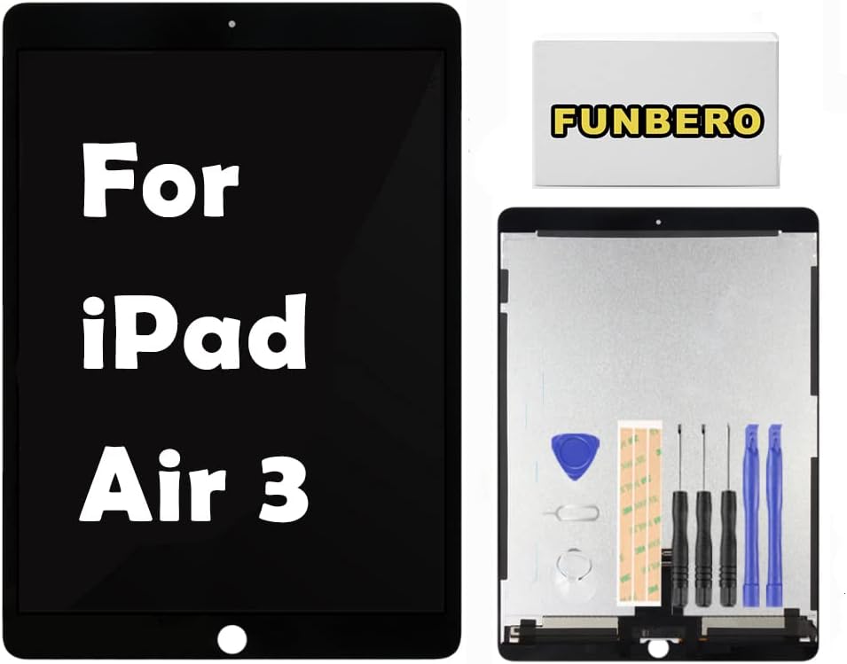 for iPad Air 3 2019 A2153, A2123, A2154, A2152 LCD Screen Replacement Display LCD Assembly and Glass Touch Digitizer Repair Kit Without Home Button (Black)