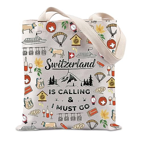 TIIMG Switzerland Lover Handbag Gift Switzerland Is Calling And I Must Go Tote Bag Europe Trip Gift (Switzerland)