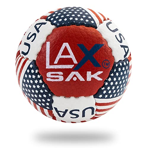 Lax Sak Soft Practice Lacrosse Balls - Same Weight & Size as a Regulation Lacrosse Balls Great for Indoor & Outdoor Practices Less Bounce & Minimal Rebounds - American Flag 1 Pack