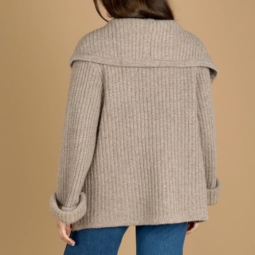 Hixiaohe Chunky Cardigan Sweaters for Women Oversized Shawl Collar Open Front Trendy Long Sleeve Knit Outerwear with Pockets2