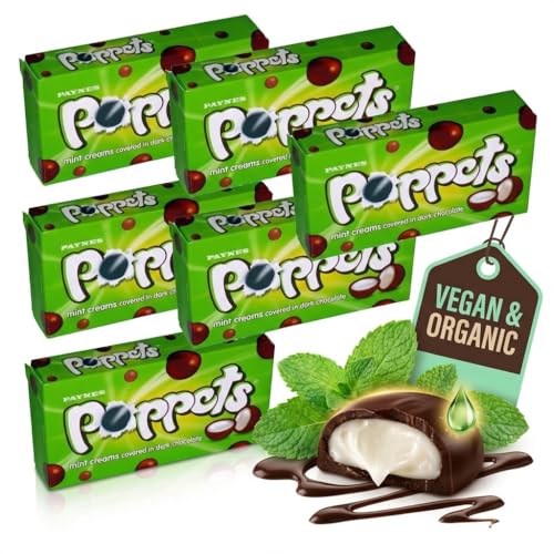 6 x 40g Poppets Mint Creams Covered In Dark Chocolate Bundled by GetInStyle Shop