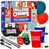 Challenge Champs Action Party Game – 200 Skill Challenges for Team Building, Family Game Night | Complete Set for Adults, Teens, Kids 8+ with 10+ Accessories | Competitive Group Activity