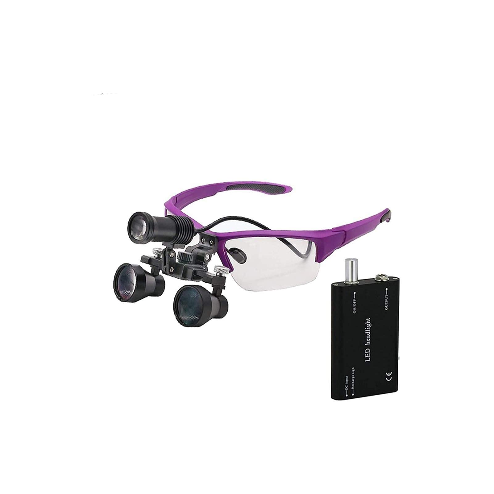 asdchZen Dental Loupes,Head Mountlighted Magnifying Glasses,420 Mm Dental Loupe 3.5X Binocular Magnifier Dental Glasses With Surgical Operation Spotlight Head Light Long Working Distan,Purple-3.5x