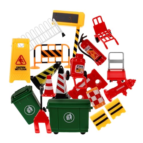 NIYANGLE 19pcs Miniature Traffic Model Signs Toys Traffic Co