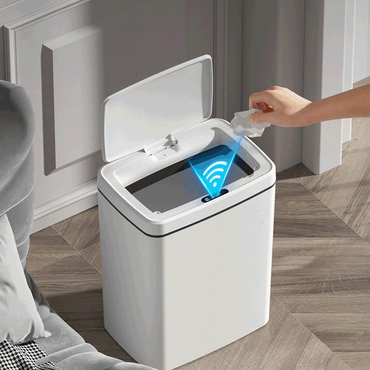 Cubo de basura con sensor automático para cocina e inodoro en color blanco de 30.5 cm 5