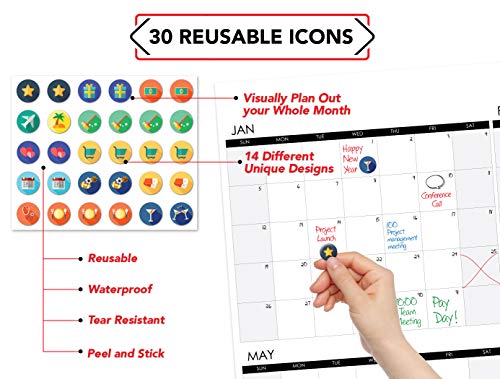 Large Dry Erase Wall Calendar - 24X39 Inches - Blank Undated 2023 Reusable Year Calendar - Whiteboard Yearly Poster - Laminated Office Jumbo 12 Month Calendar #TOP2