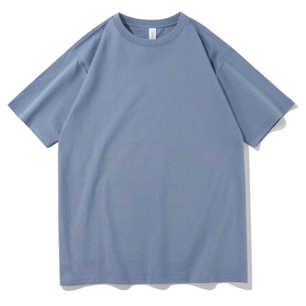 T-shirt męski 230 g, ciężki, bawełniany, luźny, na lato, okrągły dekolt, masywny kolor, 6 sztuk, 33, L