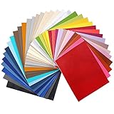 Sntieecr 36 Pieces Assorted Colors PU Leather Fabric Sheets, Litchi Fabric Cotton Back 8.3