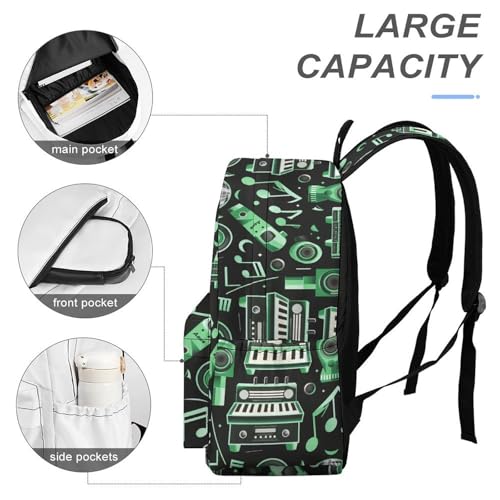 Music Club Dj Icons Funny Backpack Daily Casual Daypack Travel Mini Bag with Adjustable Strap Style-194
