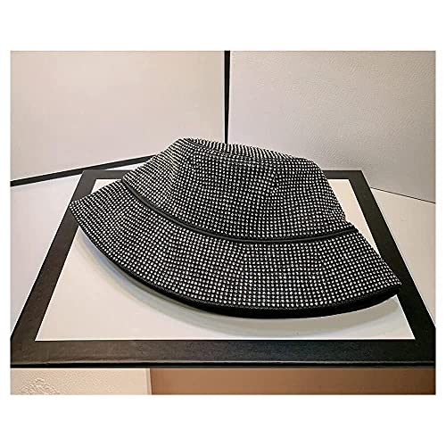 Happyera Crystal Rhinestone Bucket Hat Bling Bling Sun Hat Fashion Cap - Black #TOP5