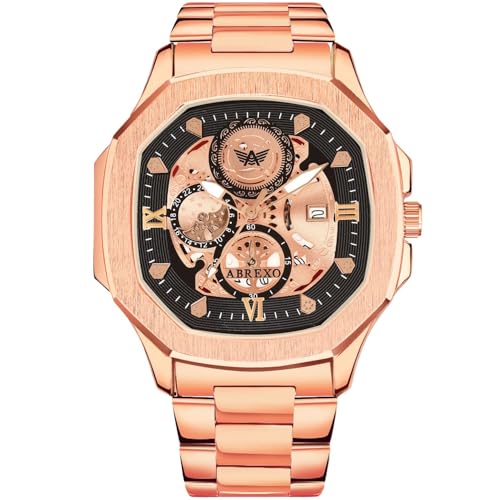 Image of Godfather Square Chrono Look New Golden Date Working Stainless Steel Strap Boys Analog Watches