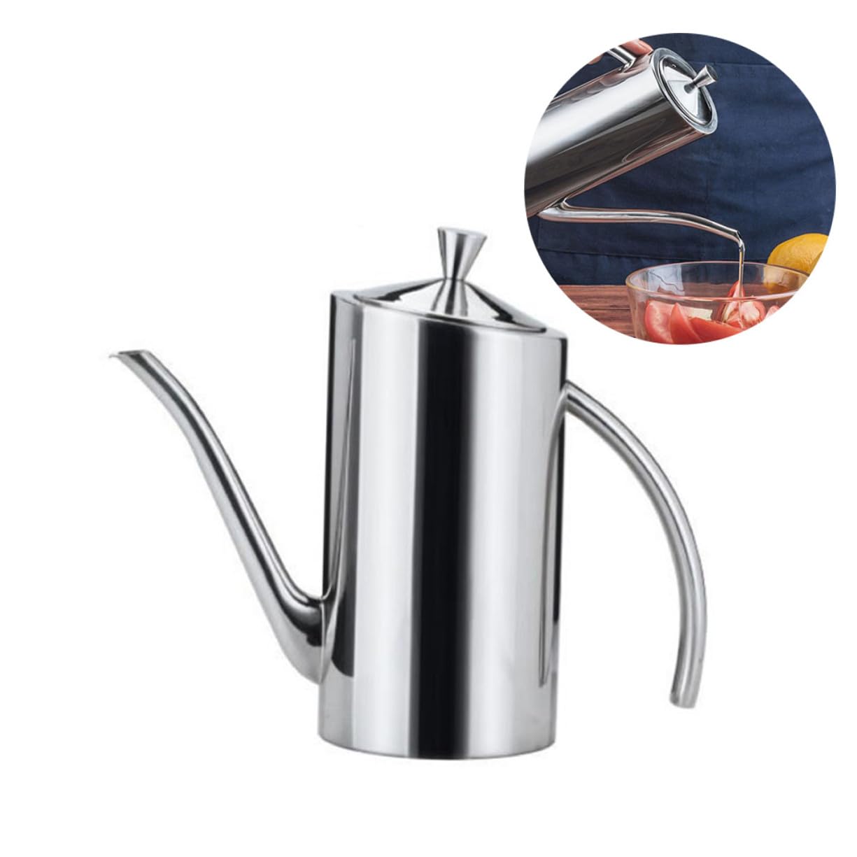 Aceitera de Acero Inoxidable Dispensador Antigoteo con Tapa Protectora para Cocina y Restaurante Control Preciso de Aceite y Vinagre Botella Dosificadora Segura y Resistente para