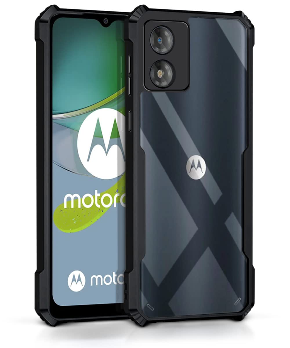 WOW IMAGINE TPU+PC Shock Proof Clear Protective Back Case For Motorola Moto E13 - Airedge Technology | 360 Degree Camera Protection | Transparent Hybrid Back Case Mobile Cover - Black (B0C2J1PQPY) Amazon Price History, Amazon Price Tracker