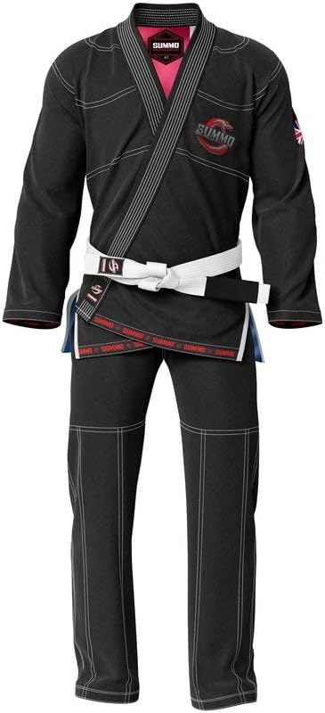 Premium British Black Sublimation Brazilian Pearl Weave Jiu Jitsu Gi - Built in Rash Guard - with Rash Guard Lining (BJJ GI)