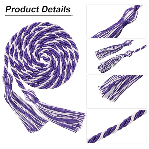 Image of GraduationMall Graduation Honor Cord 68 inch Purple White