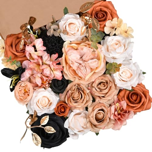Lvydec Artificial Silk Flowers Combo, Dahlia Roses with Stems, for