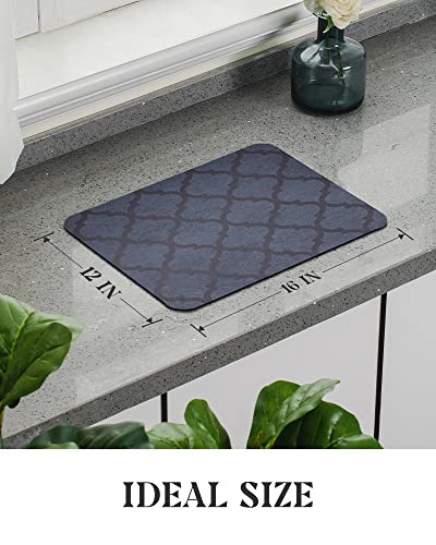 Amoami-Dish Drying Mat-Super Absorbent Drying Mat For Kitchen Counter Fast Drying Dish Drying Pad Dish Drainer Mats (Navy-Dark, 12"X16") #TOP6
