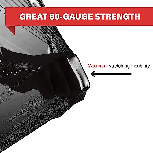 Black Stretch Wrap Industrial Strength Extra Thick 4 Pack 17.5\" 1100 SqFt 80 Gauge (20 Micron) Shrink Wrap Roll for Moving Supplies, Furniture, Pallets, Plastic Wrap for Packing, Stretch Film - Thumbnail 2
