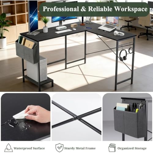 L Shaped Desk, 50 Inch Reversible Computer Desk with CPU Stand - Image 4