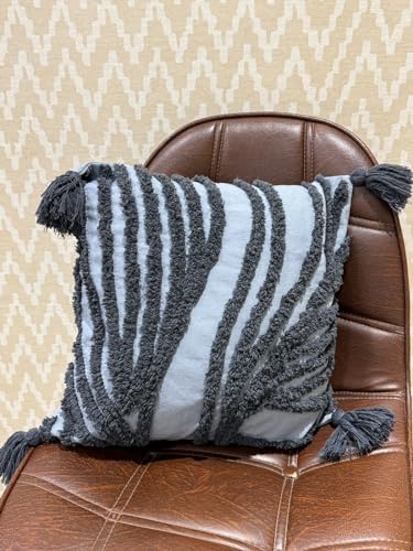 Image of Sofa Cushion Cover Cotton | Cushion Covers 16 inch x 16 inch | Living Room Cushion Covers | Pack of 1 Grey Branch