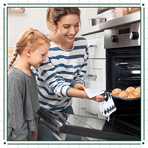 Geyoga 4 Pcs Farm Animal Floral Kitchen Towels Farmhouse Buffalo Plaids Dish Towel Flower Kitchen Dish Towels 16 X 24 Inch Rustic Rooster Cow Pig Sunflower Dish Cloths Towel (White, Black, Farm) #TOP5