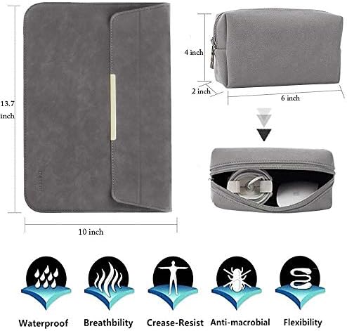 KALIDI 13.3 inch Laptop Sleeve Case Stand Faux Suede Leather for MacBook Air Pro Retina 2016-2020 13"-13.5" Surface Pro 5 6 7 with Pouch