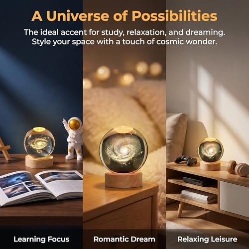 Lámpara de Noche Bola de Cristal Galaxia 3D con Luz LED miniatura 5