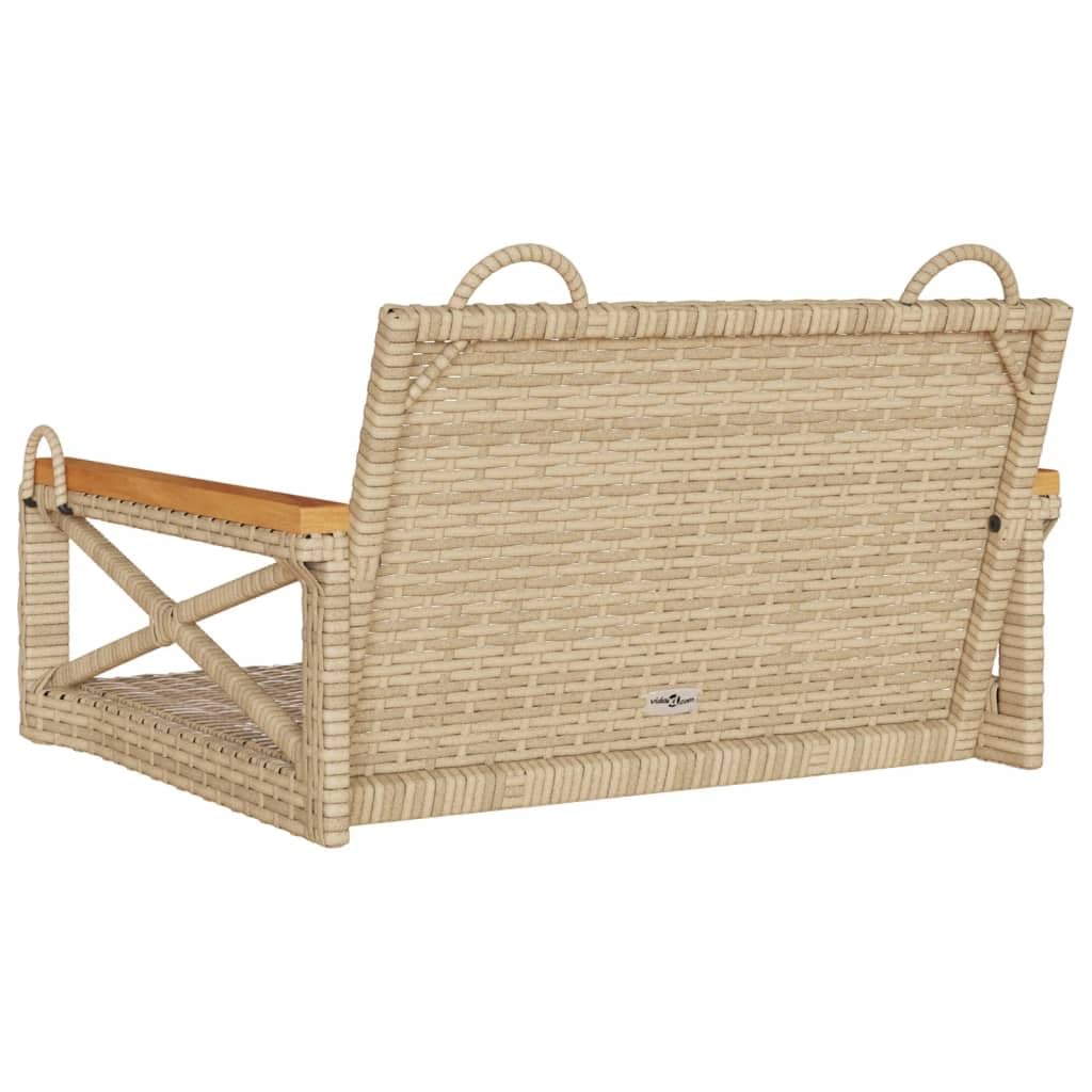 ZEYUAN Banco Columpio de ratán sintético Beige 63x62x40 cm, Columpio Jardin Exterior, Balancin Jardin Exterior, Muebles Jardin Exterior, Balancin Balcon - 368172