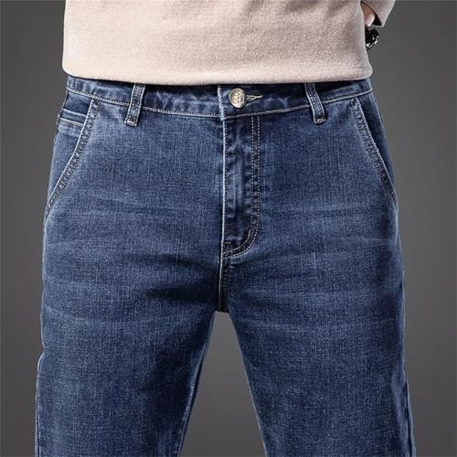 Mnjyihy Mens Classic Blue Slim Fit Straight Jeans Cotton Daily Male Denim Trousers Casual Loose Denim Pants2