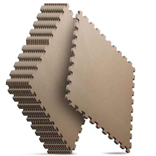 Image of Home Gym Mat, Puzzle Exercise Mat, EVA Interlocking Foam Floor Tiles for Home Workout Equipment and Kids' Play Areas - Blue, 24 in x 24 in x in - (Brown, 12 Pack (48 SQ FT))