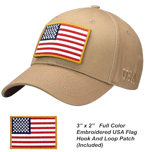 Image of Antourage American Flag Unisex Baseball Hat for Men and Women | USA Flag Mesh Snapback Flat Visor Cap + 2 Patriotic Patches
