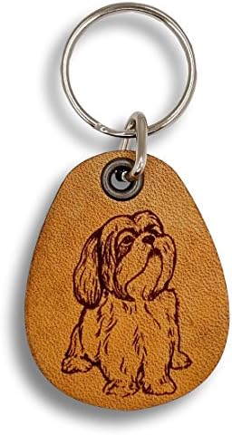 Lhasa Apso - Genuine Leather Keychain - Pet Key Fobs image 2