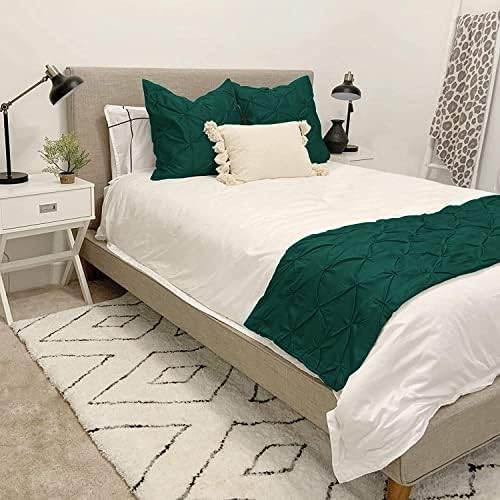 ABP COLLECTION Bed Runners - 100% Cotton 800 Thread Count Pinch Pleated Bed Runner - Luxury Pinch Pleated Bed Runner, Hotel Quality Modern Pinch Pleated Bed Runner Twin Size, Light Blue