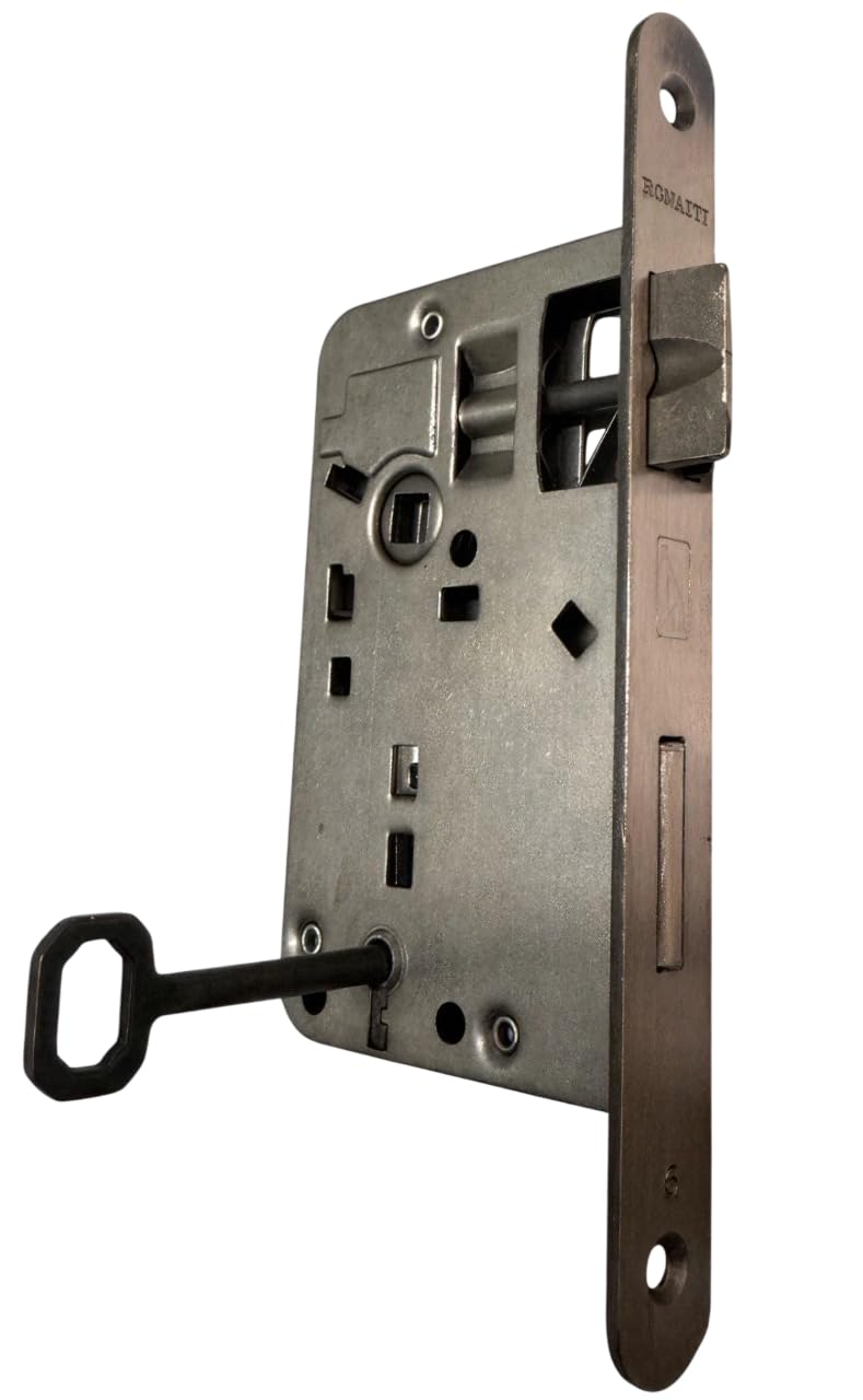 Serratura Bonaiti Giraffa da Infilare per Porta in Legno Entrata 50mm – Bordo Tondo Bronzato, Resistente e Facile da Installare