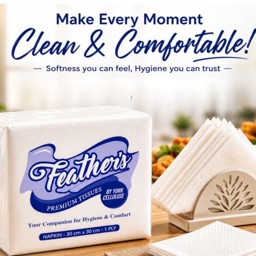 Image of Feather's Smartchoice Premium Tissue Paper Napkin 1Ply |100 pulls, Pack of 6, 30X30 cm | Naturally White | Cocktail Napkin, Super Strong & More Absorbent | Extra Soft