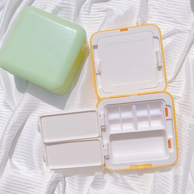 MyncbD painting palette 24/48 Grid Portable Watercolor Paint Box Foldable Painting Palette Mini Watercolor Packing Moisturizer Box Travel Art Supplies (Color : Yellow empty box)