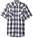 Price comparison product image ELY CATTLEMAN Men's Short Sleeve Textured Sawtooth Pockets Button Down Shirt, Black Plaid, Large
